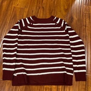 Warm burgundy and white striped sweater